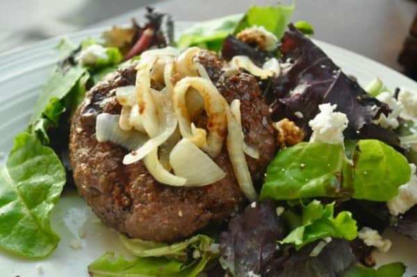 BURGERS: Balsamic Burgers with Caramelized Onions and an Herbed Spread