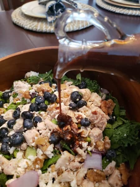 SALAD: Brain Power Salad with Salmon, Spinach, Blueberries, & Walnuts