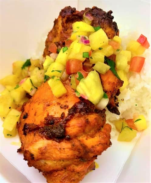 CHICKEN: Tropical Grilled Chicken Wings with Mango-Pineapple Salsa
